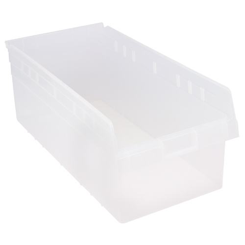 Store-Max Shelf Bins, 11-1/8" W x 8" H x 23-5/8" D, Clear, 68 lbs. Capacity Southpoint Industrial Supply