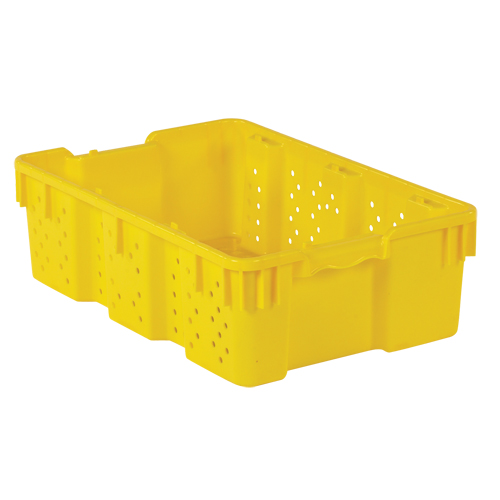 Agricultural Plastic Stack-N-Nest Container, 16" x 23.9" x 7.3", Yellow Southpoint Industrial Supply