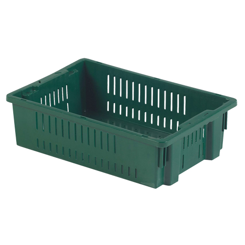 Contenant en plastique empilable Stack-N-Nest pour l'agriculture, 13,1" x 19,7" x 5,6", Vert Southpoint Industrial Supply