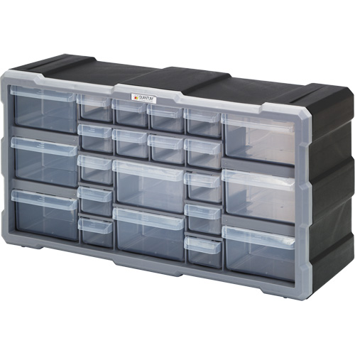 Drawer Cabinet, Plastic, 22 Drawers, 19-1/2" x 6-1/4" x 10", Black Southpoint Industrial Supply