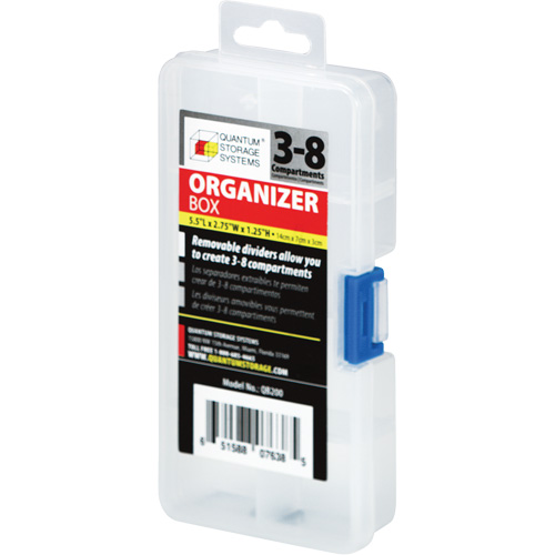 Plastic Compartment Box, 2.75" W x 5.5" D x 1.25" H, 8 Compartments Southpoint Industrial Supply
