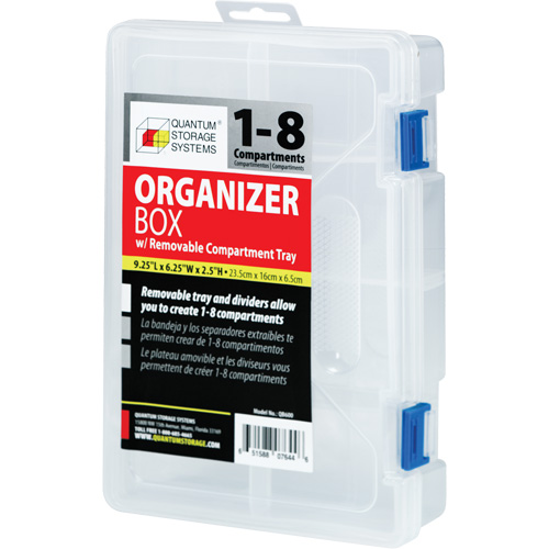 Plastic Compartment Box, 6.25" W x 9.25" D x 2.2" H, 8 Compartments Southpoint Industrial Supply