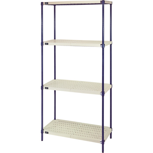 &eacute;tag&egrave;re en fils m&eacute;talliques avec tablettes en plastique, Cadre en fils m&eacute;talliques avec tablettes en plastique, Sans boulons, Capacit&eacute; 600 lb, 30" la x 72" h x 18" p Southpoint Industrial Supply