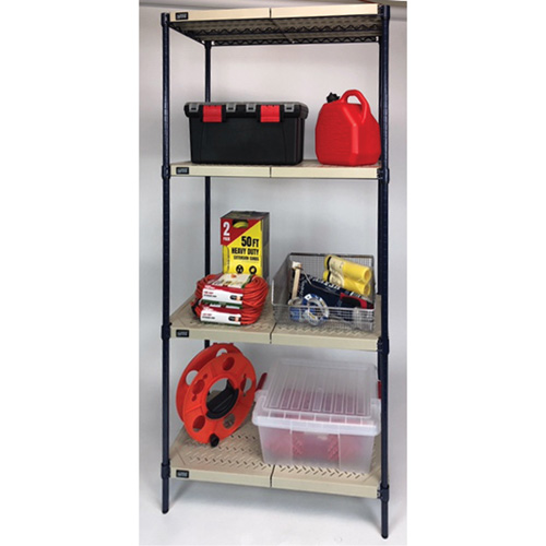 &eacute;tag&egrave;re en fils m&eacute;talliques avec tablettes en plastique, Cadre en fils m&eacute;talliques avec tablettes en plastique, Sans boulons, Capacit&eacute; 600 lb, 30" la x 72" h x 18" p Southpoint Industrial Supply