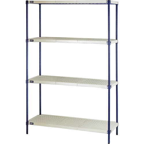 &eacute;tag&egrave;re en fils m&eacute;talliques avec tablettes en plastique, Cadre en fils m&eacute;talliques avec tablettes en plastique, Sans boulons, Capacit&eacute; 600 lb, 48" la x 72" h x 18" p Southpoint Industrial Supply