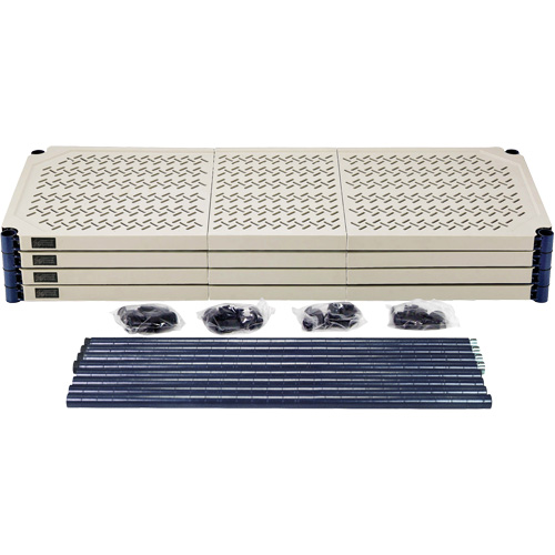&eacute;tag&egrave;re en fils m&eacute;talliques avec tablettes en plastique, Cadre en fils m&eacute;talliques avec tablettes en plastique, Sans boulons, Capacit&eacute; 600 lb, 48" la x 72" h x 18" p Southpoint Industrial Supply