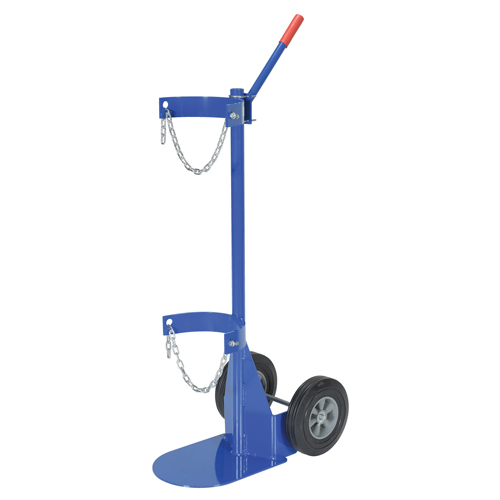 Gas Cylinder Cart, Rubber Wheels, 12" W x 15-1/2" L Base, 500 lbs. Southpoint Industrial Supply
