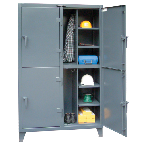 CASIER,50"LAX24"PX72"H,4PORTES, Acier, 8 Tablettes, 72" h x 50" la x 24" P, Gris Southpoint Industrial Supply