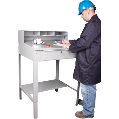 Open Floor Style Shop Desk, 34-1/2" W x 30" D x 53" H, Grey Southpoint Industrial Supply