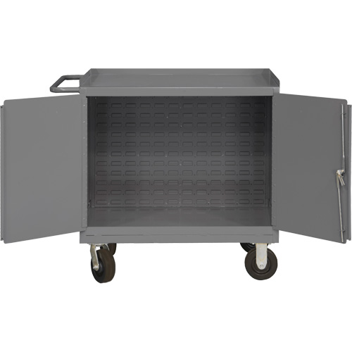 Mobile Workbench Cabinet with Louvered Panel Back, Steel Surface Southpoint Industrial Supply