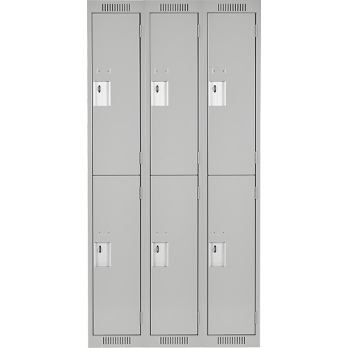 Clean Line Lockers, 2 -tier, Bank of 3, 36" x 18" x 72", Steel, Grey, Rivet (Assembled) Southpoint Industrial Supply