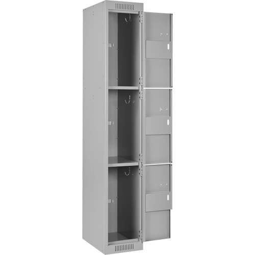Clean Line Lockers, 3 -tier, Bank of 4, 48" x 18" x 72", Steel, Grey, Rivet (Assembled) Southpoint Industrial Supply