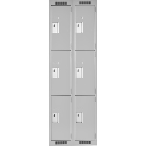Clean Line Lockers, 3 -tier, Bank of 2, 24" x 18" x 72", Steel, Grey, Rivet (Assembled) Southpoint Industrial Supply