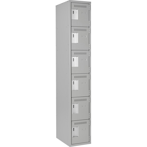 Clean Line Lockerettes, 6 -tier, 12" x 18" x 72", Steel, Grey, Rivet (Assembled) Southpoint Industrial Supply