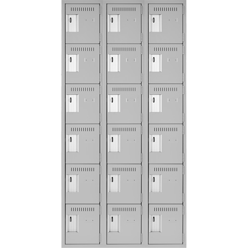 Clean Line Lockerettes, 6 -tier, Bank of 3, 36" x 18" x 72", Steel, Grey, Rivet (Assembled) Southpoint Industrial Supply
