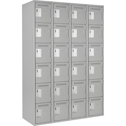 Clean Line Lockerettes, 6 -tier, Bank of 4, 48" x 18" x 72", Steel, Grey, Rivet (Assembled) Southpoint Industrial Supply