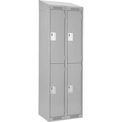 Clean Line Lockers, 2 -tier, Bank of 2, 24" x 18" x 78", Steel, Grey, Rivet (Assembled) Southpoint Industrial Supply