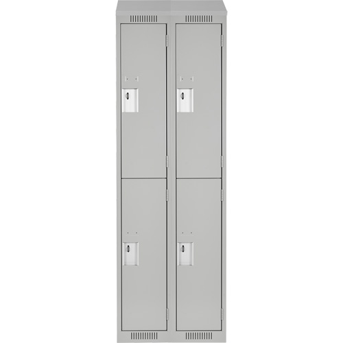 Clean Line Lockers, 2 -tier, Bank of 2, 24" x 18" x 78", Steel, Grey, Rivet (Assembled) Southpoint Industrial Supply