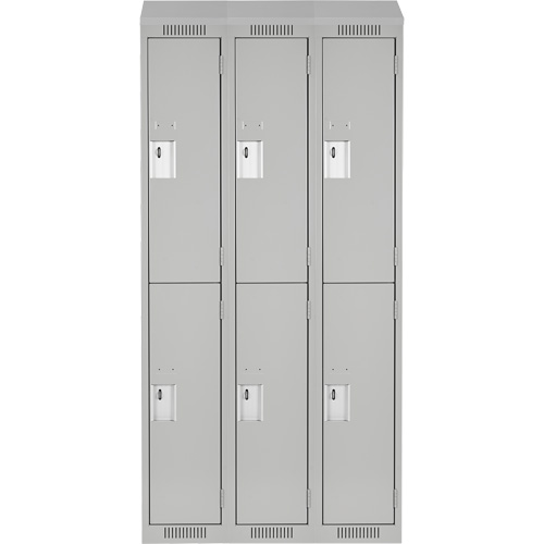 Clean Line Lockers, 2 -tier, Bank of 3, 36" x 18" x 78", Steel, Grey, Rivet (Assembled) Southpoint Industrial Supply