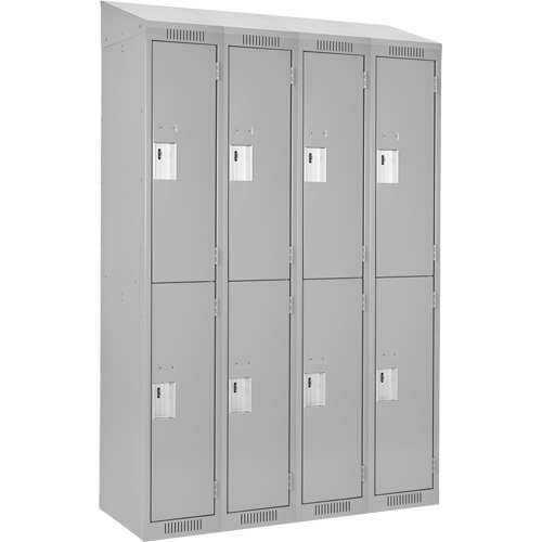 Clean Line Lockers, 2 -tier, Bank of 4, 48" x 18" x 78", Steel, Grey, Rivet (Assembled) Southpoint Industrial Supply