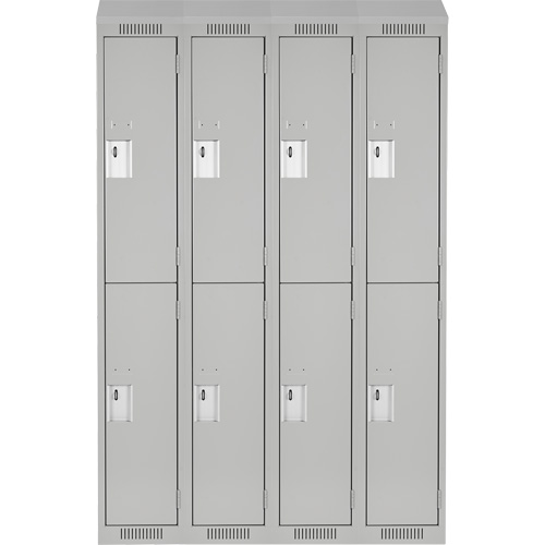 Clean Line Lockers, 2 -tier, Bank of 4, 48" x 18" x 78", Steel, Grey, Rivet (Assembled) Southpoint Industrial Supply