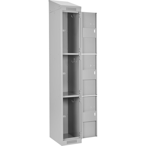 Clean Line Lockers, 3 -tier, Bank of 4, 48" x 18" x 78", Steel, Grey, Rivet (Assembled) Southpoint Industrial Supply