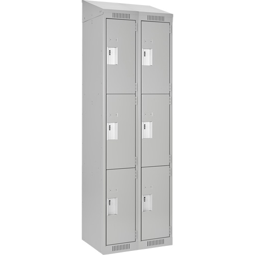 Clean Line Lockers, 3 -tier, Bank of 2, 24" x 18" x 78", Steel, Grey, Rivet (Assembled) Southpoint Industrial Supply