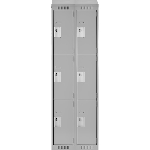Clean Line Lockers, 3 -tier, Bank of 2, 24" x 18" x 78", Steel, Grey, Rivet (Assembled) Southpoint Industrial Supply
