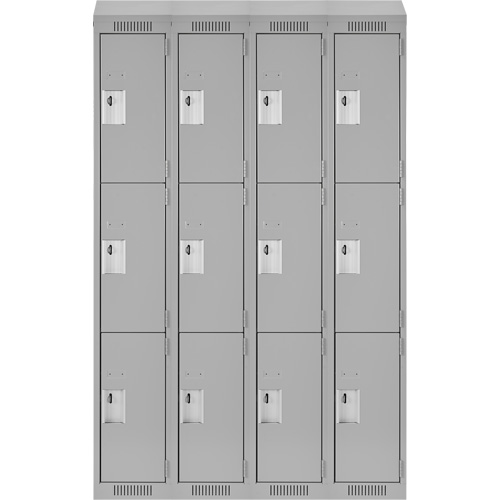 Clean Line Lockers, 3 -tier, Bank of 4, 48" x 18" x 78", Steel, Grey, Rivet (Assembled) Southpoint Industrial Supply