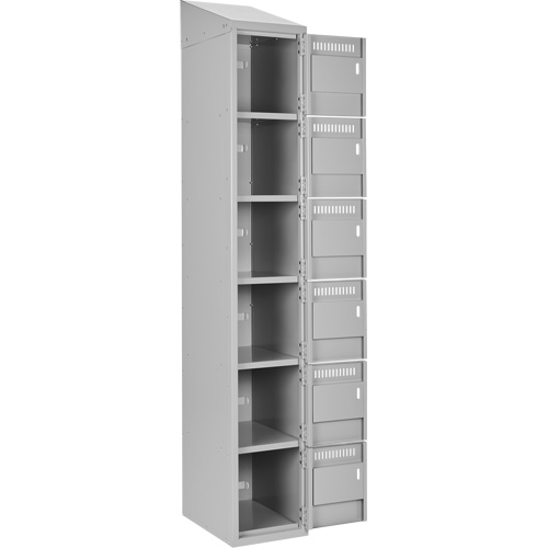 Clean Line Lockerette , 6 -tier, Bank of 4, 48" x 18" x 78", Steel, Grey, Rivet (Assembled) Southpoint Industrial Supply