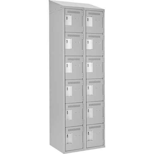 Clean Line Lockerette , 6 -tier, Bank of 2, 24" x 18" x 78", Steel, Grey, Rivet (Assembled) Southpoint Industrial Supply