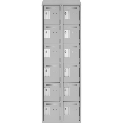 Clean Line Lockerette , 6 -tier, Bank of 2, 24" x 18" x 78", Steel, Grey, Rivet (Assembled) Southpoint Industrial Supply