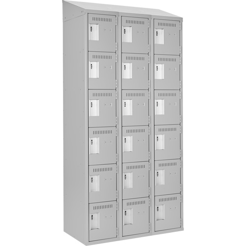 Clean Line Lockerette , 6 -tier, Bank of 3, 36" x 18" x 78", Steel, Grey, Rivet (Assembled) Southpoint Industrial Supply