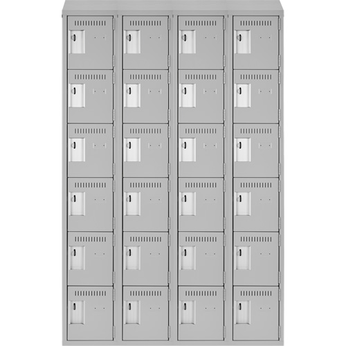 Clean Line Lockerette , 6 -tier, Bank of 4, 48" x 18" x 78", Steel, Grey, Rivet (Assembled) Southpoint Industrial Supply