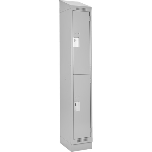 Clean Line Lockers, 2 -tier, 12" x 18" x 82", Steel, Grey, Rivet (Assembled) Southpoint Industrial Supply