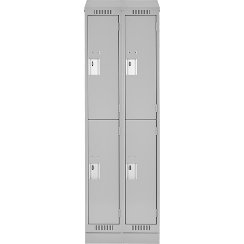 Clean Line Lockers, 2 -tier, Bank of 2, 24" x 18" x 82", Steel, Grey, Rivet (Assembled) Southpoint Industrial Supply