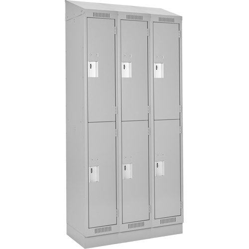Clean Line Lockers, 2 -tier, Bank of 3, 36" x 18" x 82", Steel, Grey, Rivet (Assembled) Southpoint Industrial Supply