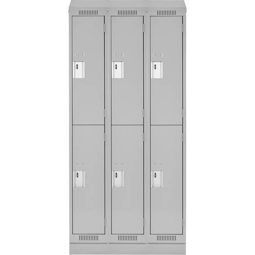 Clean Line Lockers, 2 -tier, Bank of 3, 36" x 18" x 82", Steel, Grey, Rivet (Assembled) Southpoint Industrial Supply