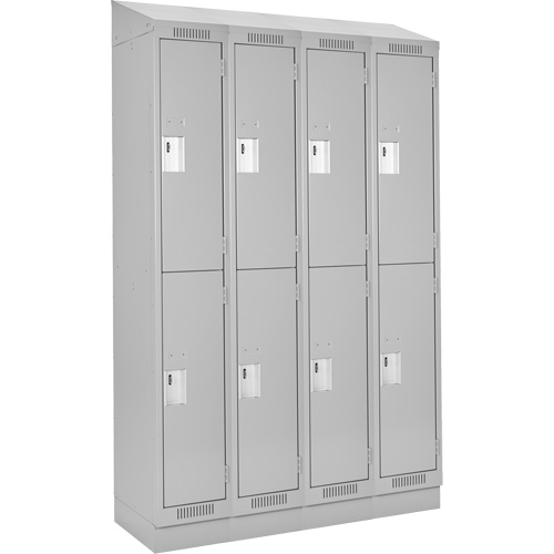 Clean Line Lockers, 2 -tier, Bank of 4, 48" x 18" x 82", Steel, Grey, Rivet (Assembled) Southpoint Industrial Supply