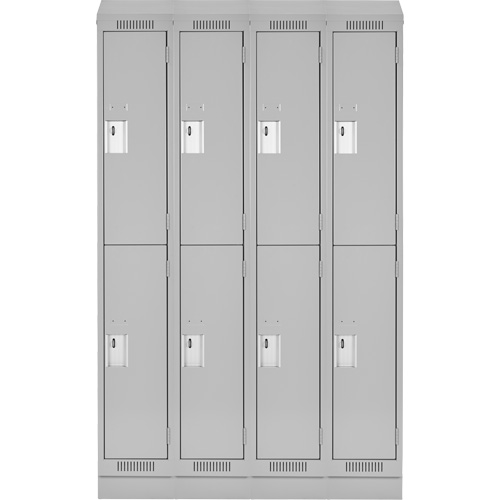 Clean Line Lockers, 2 -tier, Bank of 4, 48" x 18" x 82", Steel, Grey, Rivet (Assembled) Southpoint Industrial Supply