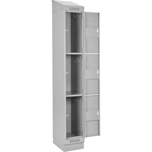 Clean Line Lockers, 3 -tier, Bank of 3, 36" x 18" x 82", Steel, Grey, Rivet (Assembled) Southpoint Industrial Supply