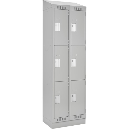 Clean Line Lockers, 3 -tier, Bank of 2, 24" x 18" x 82", Steel, Grey, Rivet (Assembled) Southpoint Industrial Supply