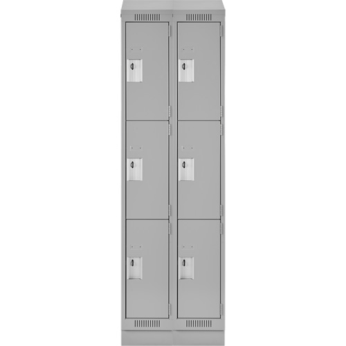 Clean Line Lockers, 3 -tier, Bank of 2, 24" x 18" x 82", Steel, Grey, Rivet (Assembled) Southpoint Industrial Supply