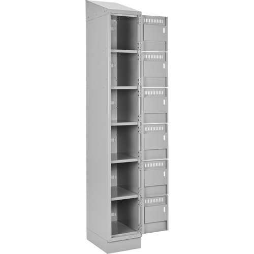 Clean Line Lockerette, 6 -tier, Bank of 4, 48" x 18" x 82", Steel, Grey, Rivet (Assembled) Southpoint Industrial Supply