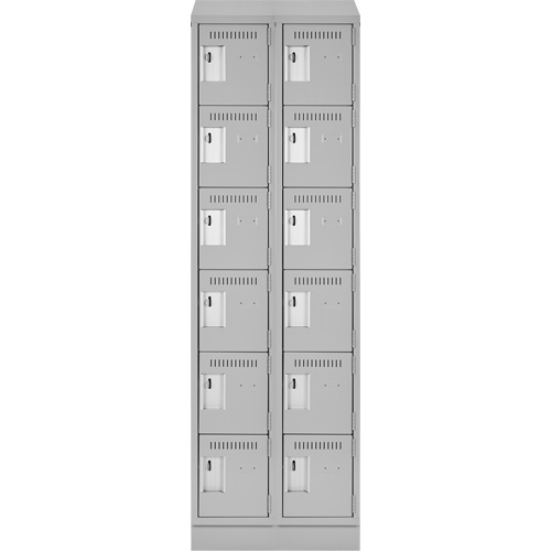Clean Line Lockerette, 6 -tier, Bank of 2, 24" x 18" x 82", Steel, Grey, Rivet (Assembled) Southpoint Industrial Supply