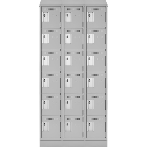 Clean Line Lockerette, 6 -tier, Bank of 3, 36" x 18" x 82", Steel, Grey, Rivet (Assembled) Southpoint Industrial Supply