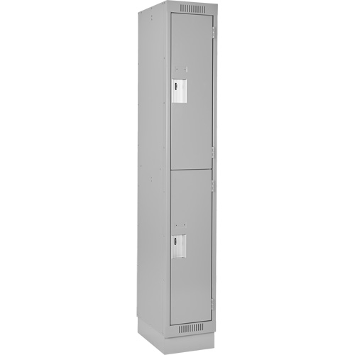 Clean Line Lockers, 2 -tier, 12" x 18" x 76", Steel, Grey, Rivet (Assembled) Southpoint Industrial Supply