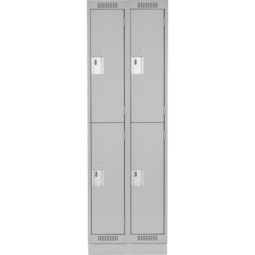 Clean Line Lockers, 2 -tier, Bank of 2, 24" x 18" x 76", Steel, Grey, Rivet (Assembled) Southpoint Industrial Supply