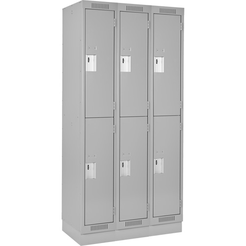 Clean Line Lockers, 2 -tier, Bank of 3, 36" x 18" x 76", Steel, Grey, Rivet (Assembled) Southpoint Industrial Supply