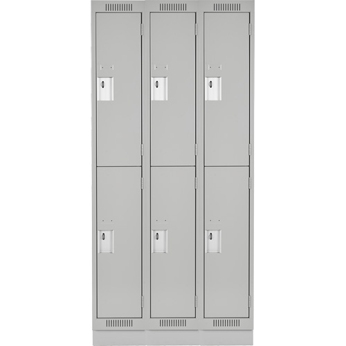 Clean Line Lockers, 2 -tier, Bank of 3, 36" x 18" x 76", Steel, Grey, Rivet (Assembled) Southpoint Industrial Supply
